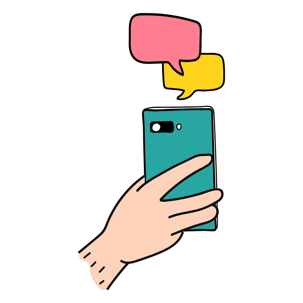 Hand drawn social media addiction concept illustration