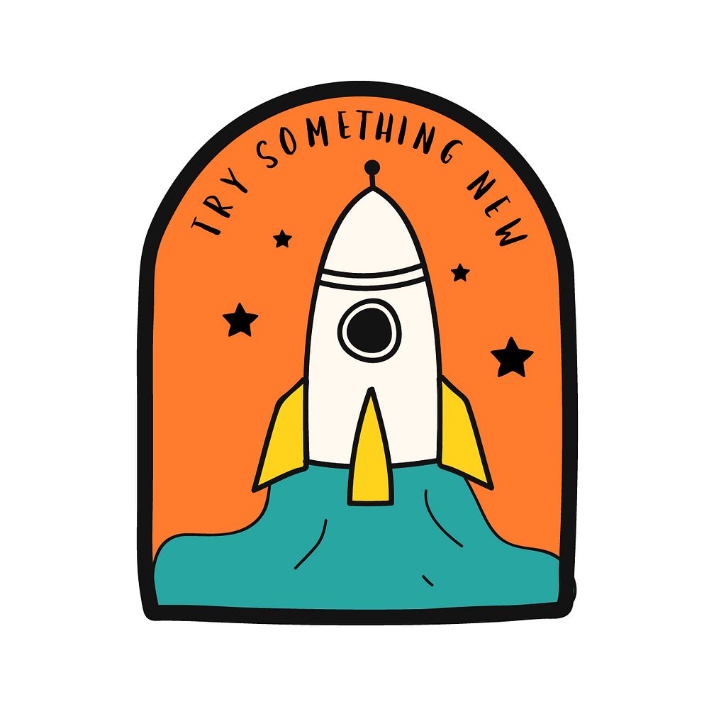 Try something new phrase with launch rocket illustration