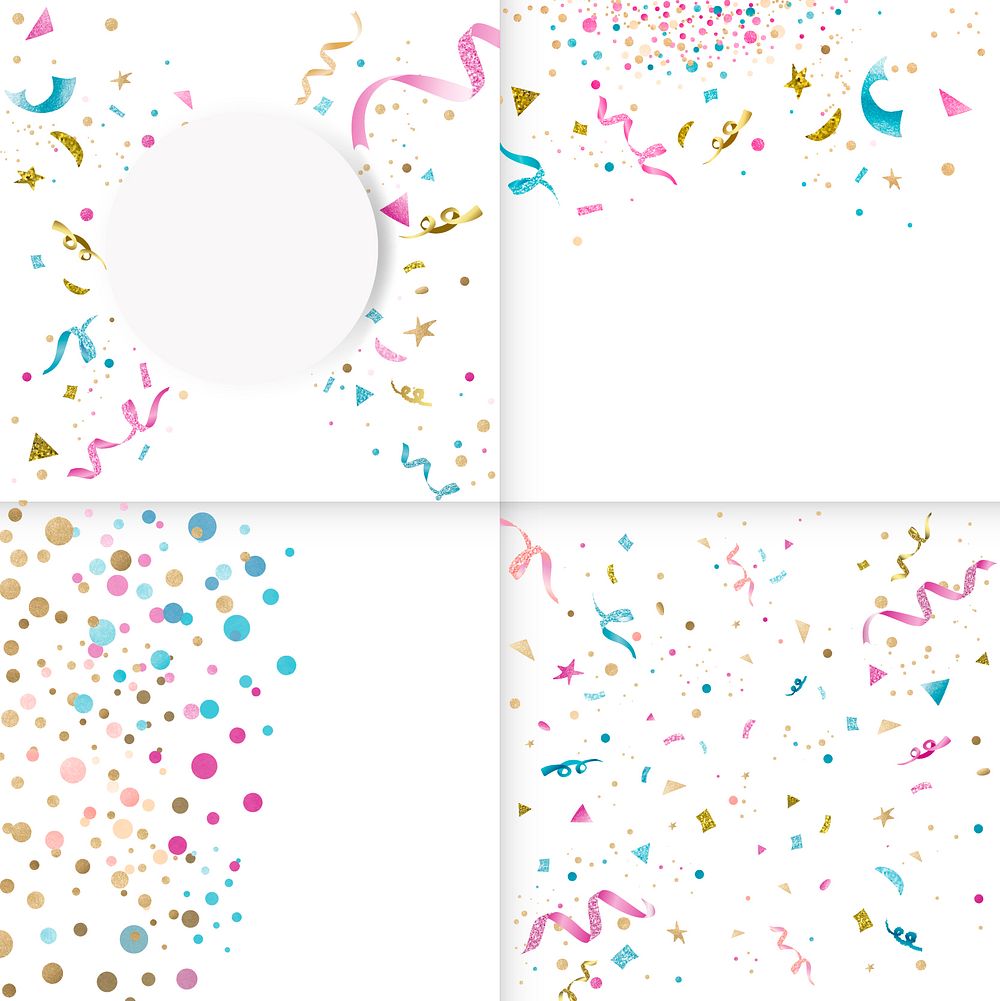 Confetti on blank white background vector set