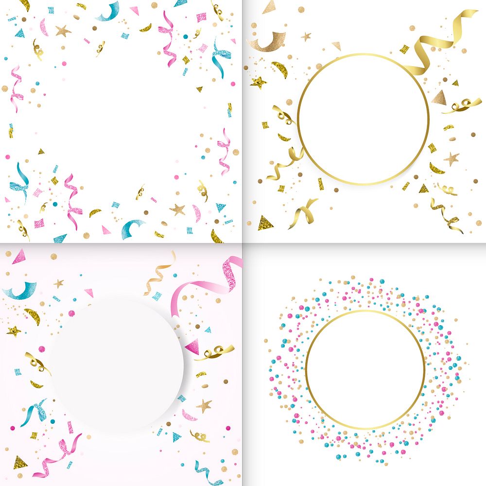 Confetti on blank white background vector set