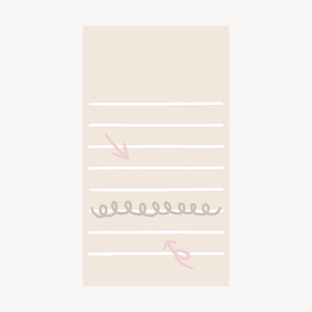 Beige lined notepaper, stationery collage element vector