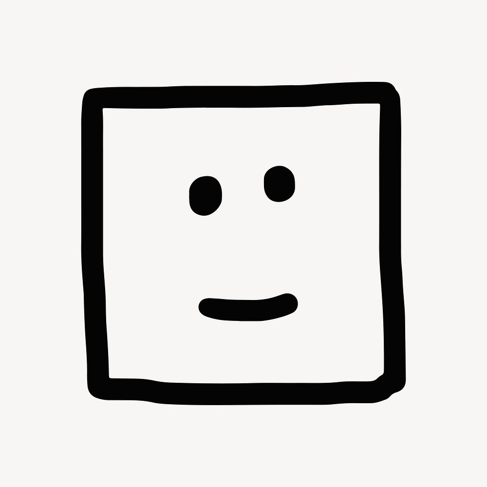 Smiling squared face, doodle collage element vector
