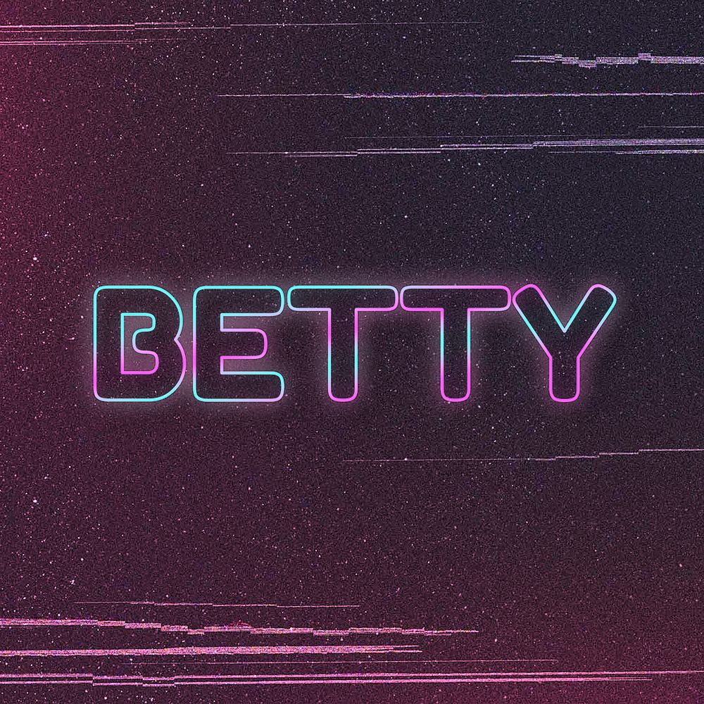 Betty neon name font typography psd