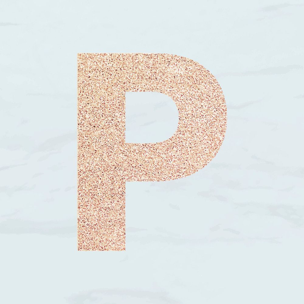 Glitter capital letter P sticker vector