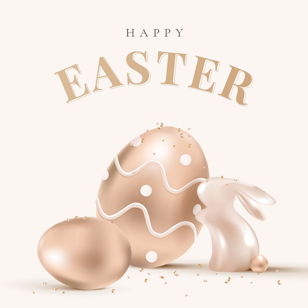 Happy Easter editable template psd with eggs and greetings holidays celebration social media post