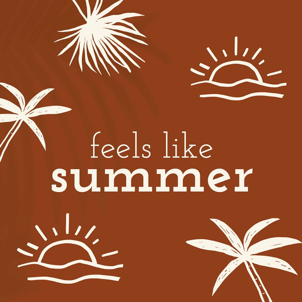 Summer doodle template psd feels like summer quote social media post