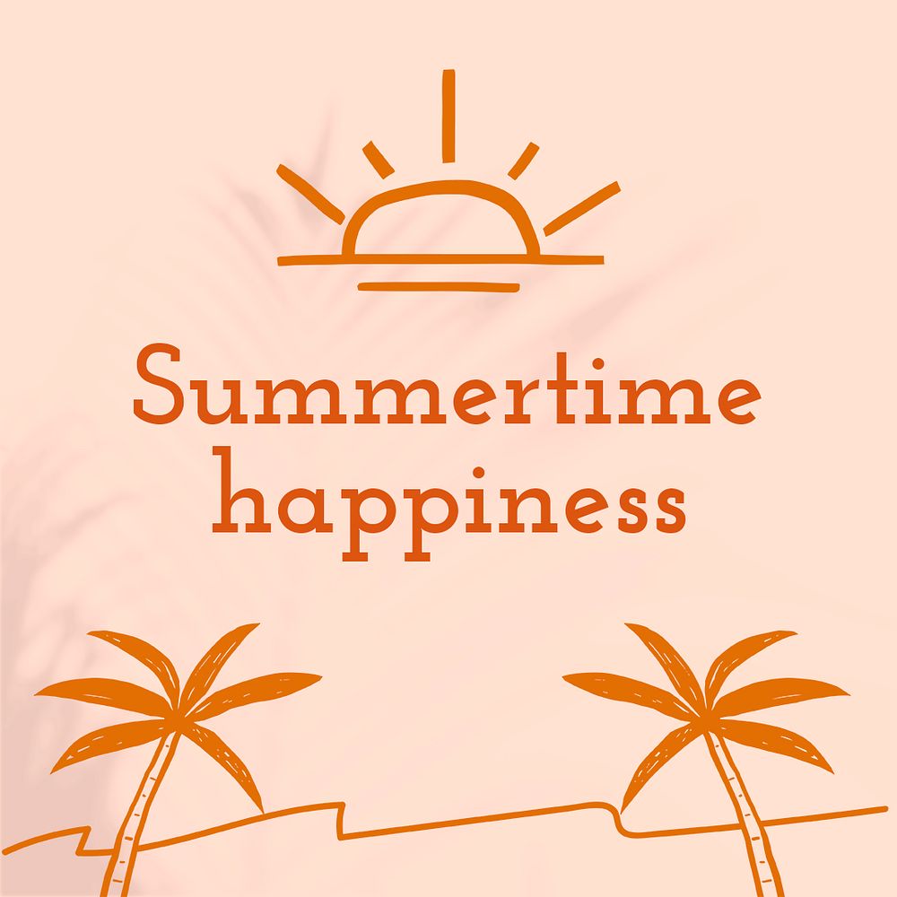 Summertime happiness editable template psd social media post