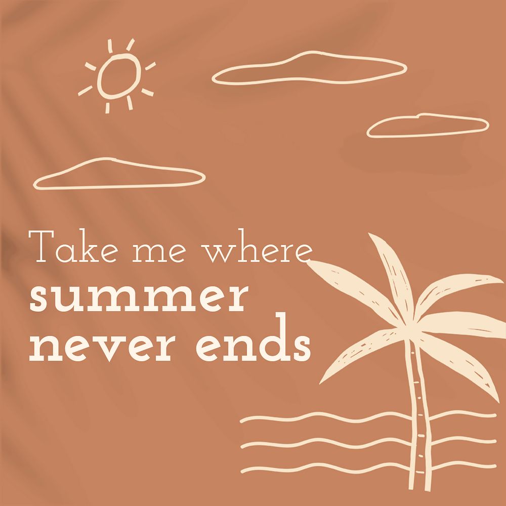 Summer never ends template psd vacation theme editable social media post