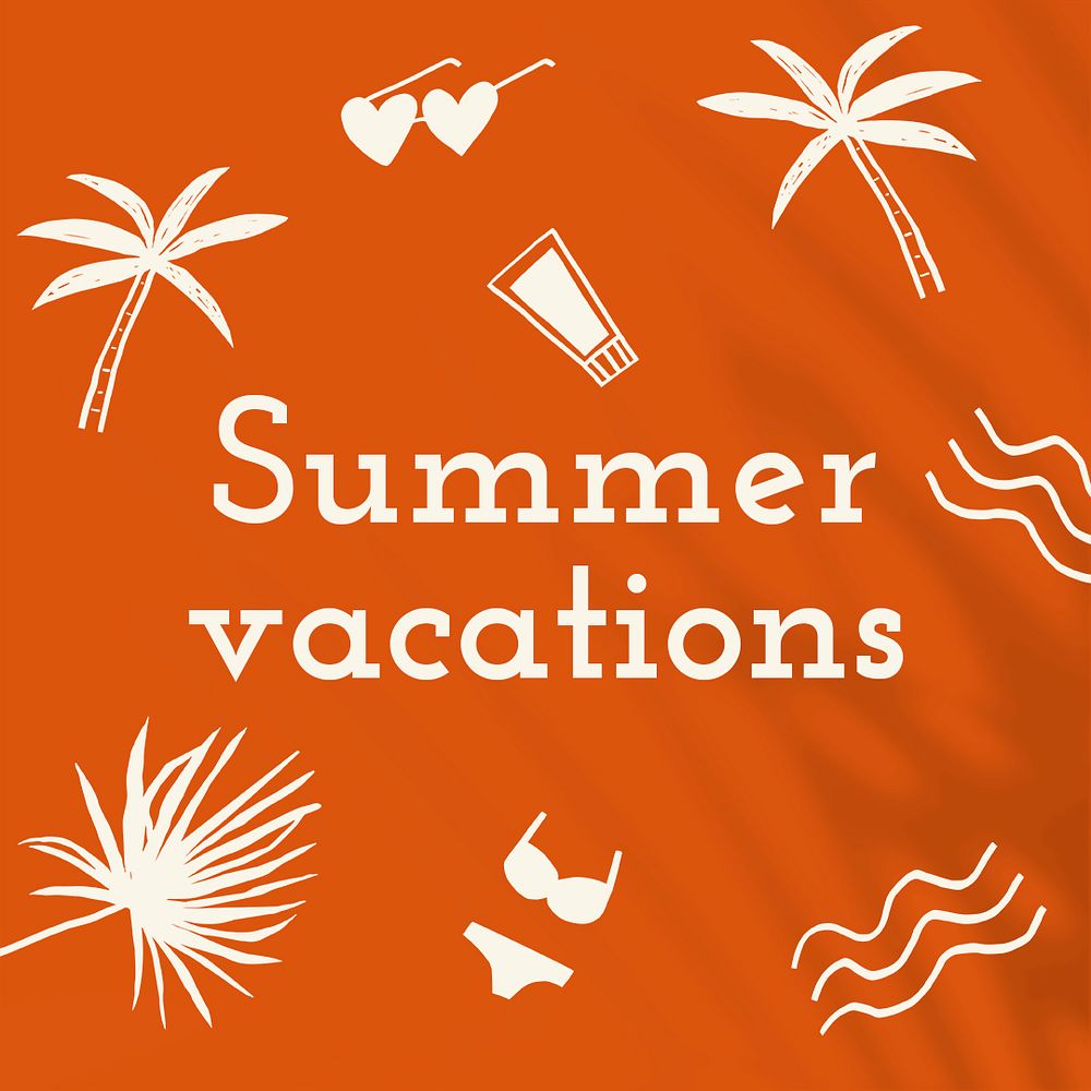 Summer vacation editable template psd in orange social media post