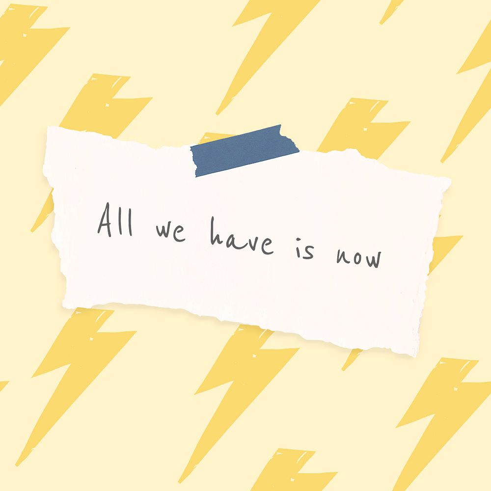 Cheerful quote template psd with cute doodle thunder drawings social media post