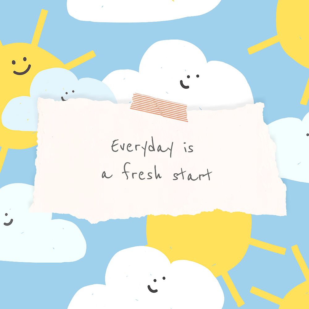Inspirational quote template psd quote with cute weather doodles social media post