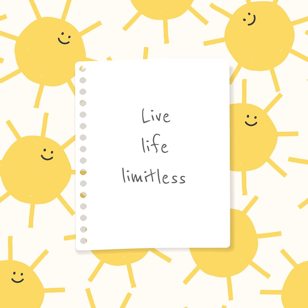 Cheerful quote template psd with cute doodle weather drawings social media post