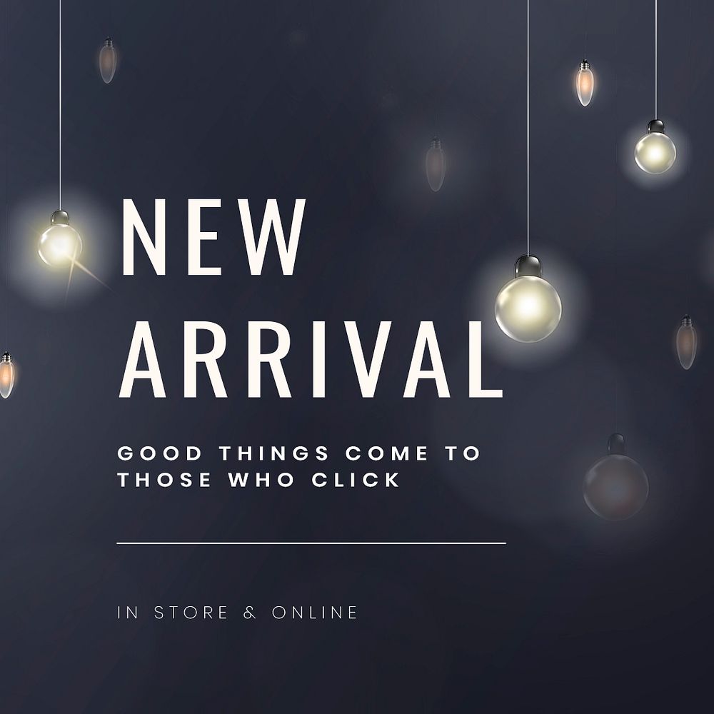 New arrival psd social media editable template with hanging lights