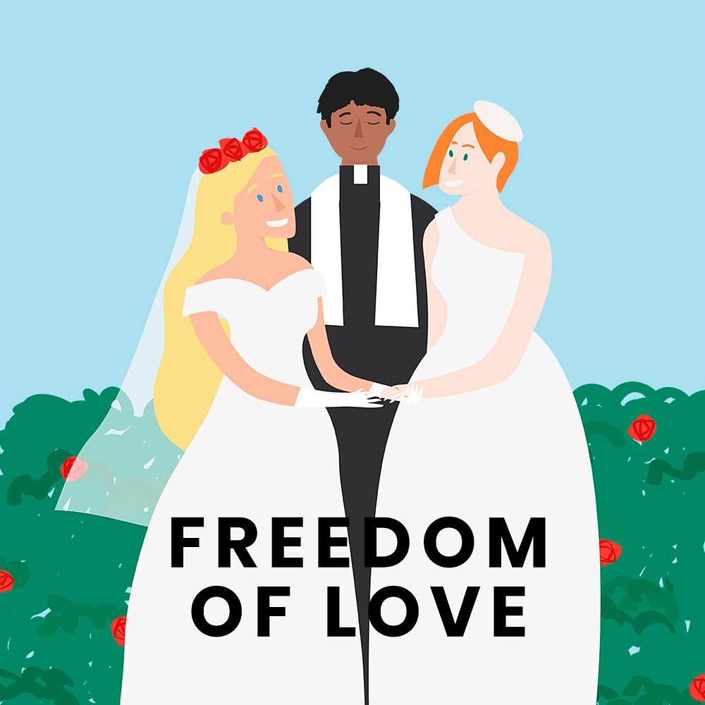 Same sex marriage template psd with freedom of love text