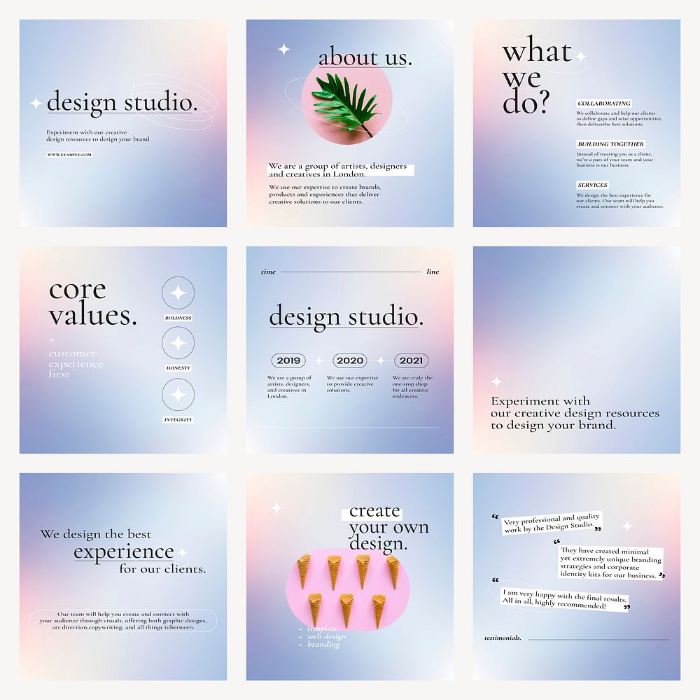 Gradient business graphic psd with editable text set