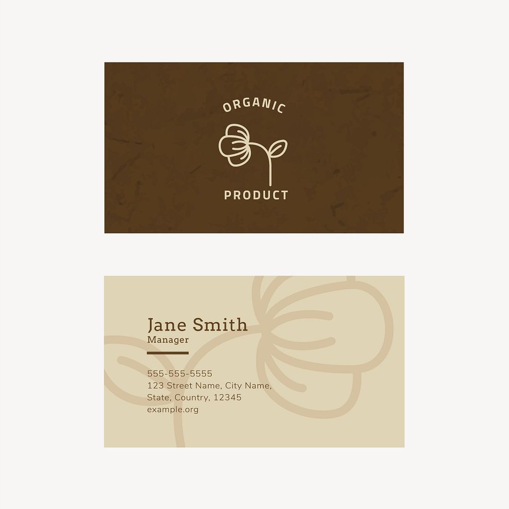 Business card template psd for organic product