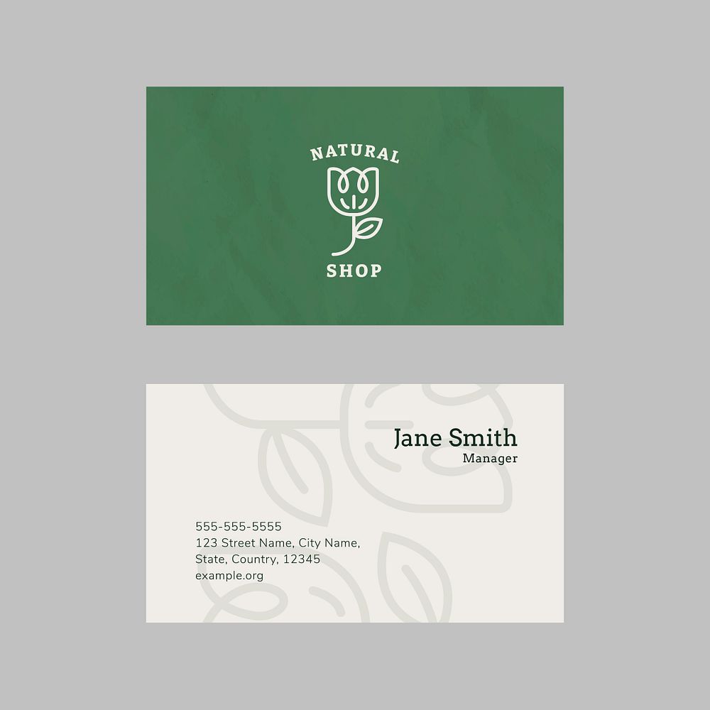 Business card template psd for natural shop