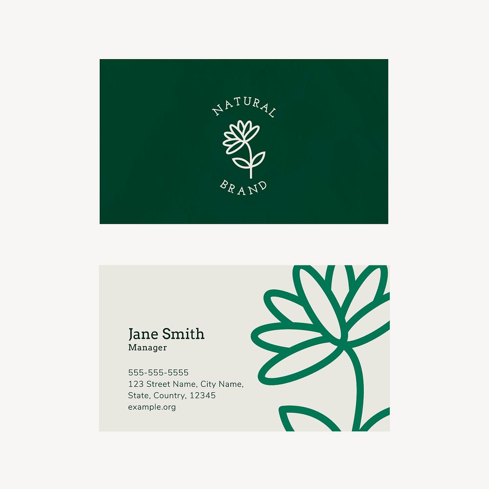 Business card template psd for natural brand