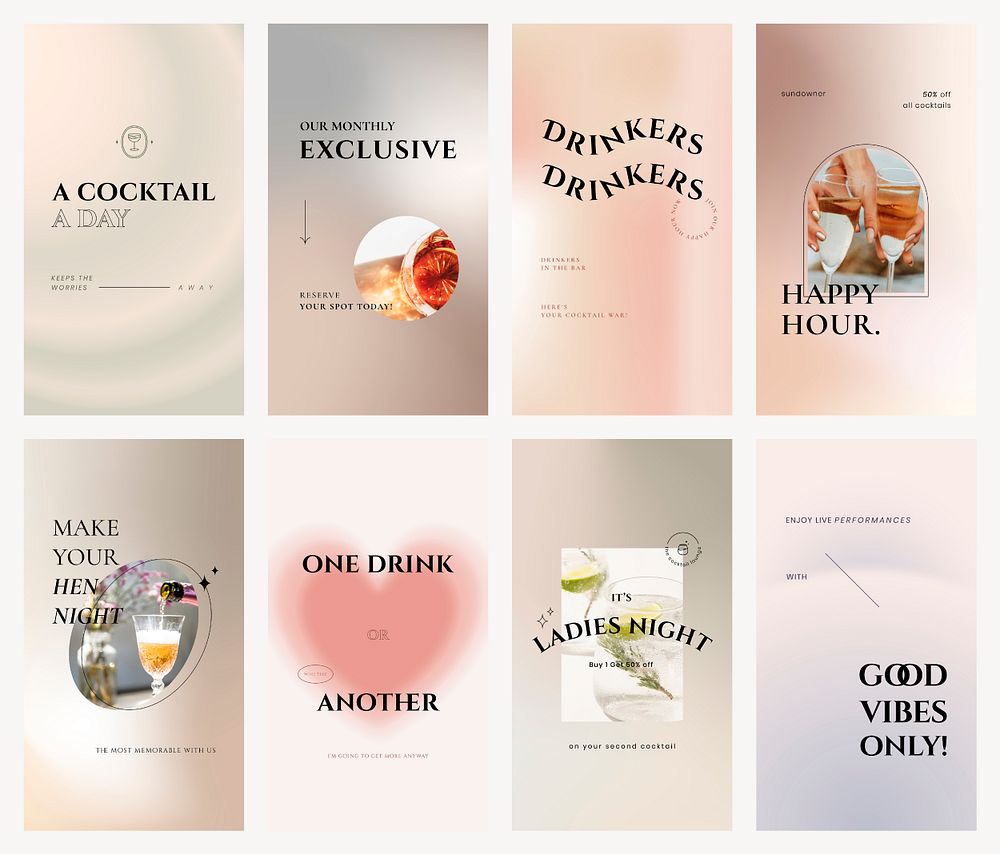 Lounge gradient poster template psd in blur vintage style set