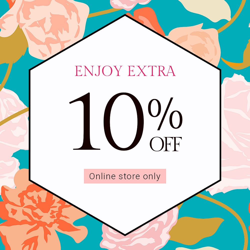 Spring floral SALE template psd with colorful roses fashion social media ad