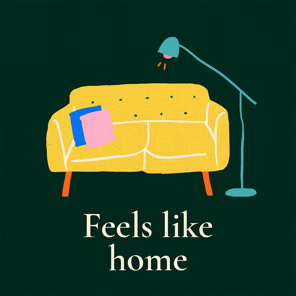 Feels like home template psd for hand drawn interior banner