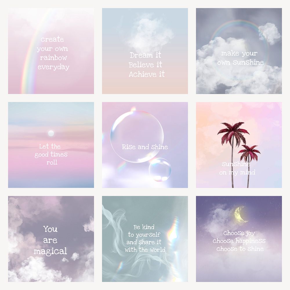 Dreamy quote editable template psd set