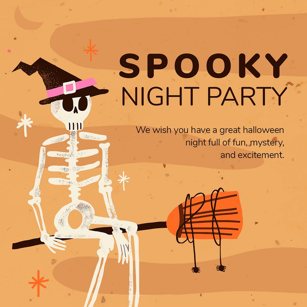 Social media post template psd, Halloween celebration event advertisement