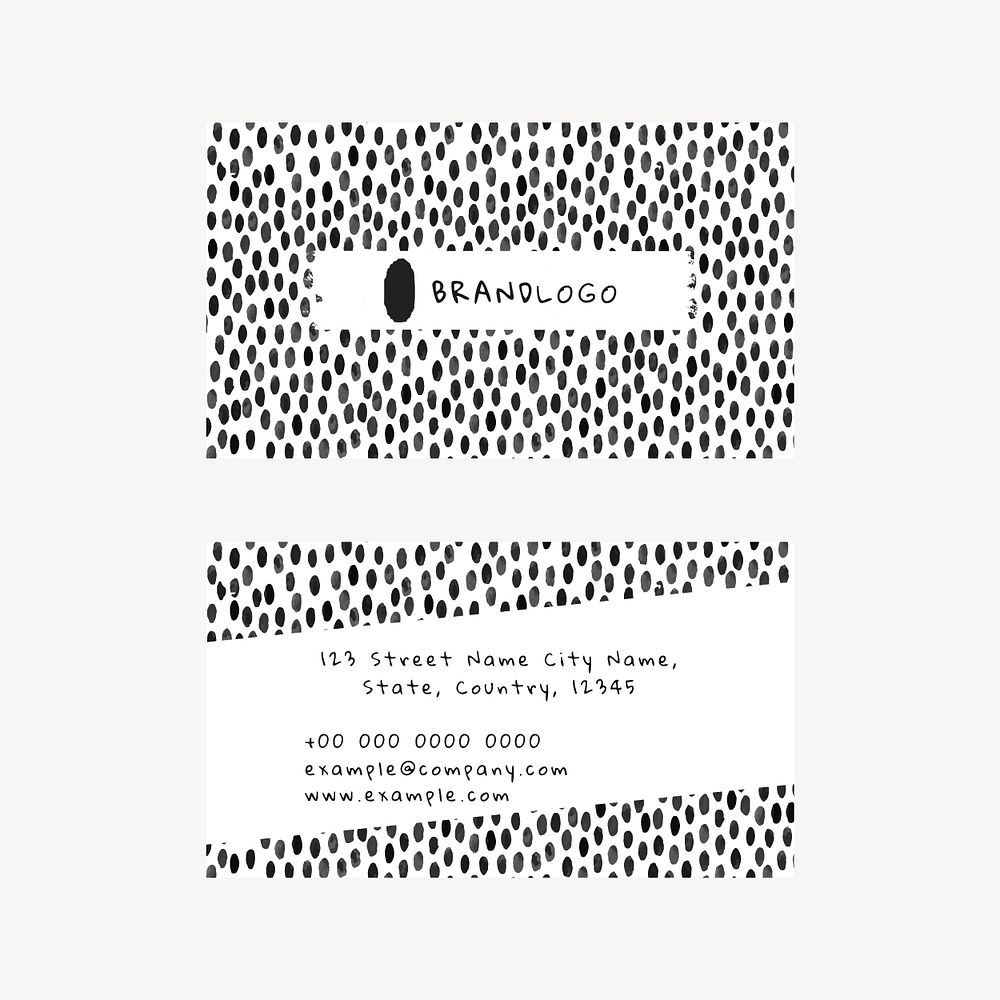 Business card editable template psd with ink brush pattern