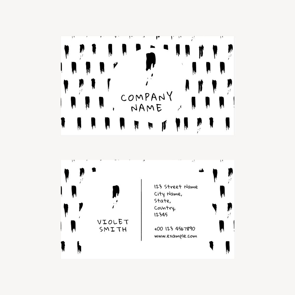 Business card editable template psd with ink brush pattern