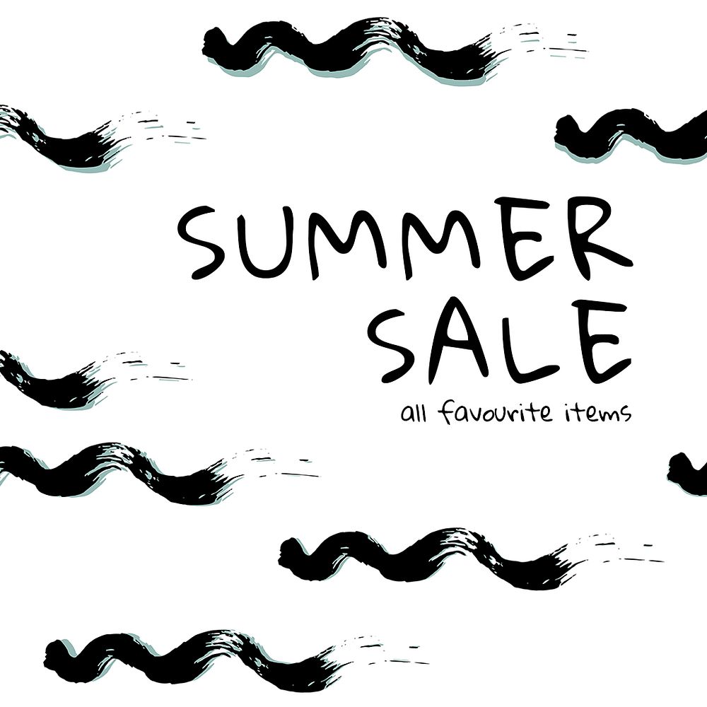 Editable sale template psd with ink brush pattern