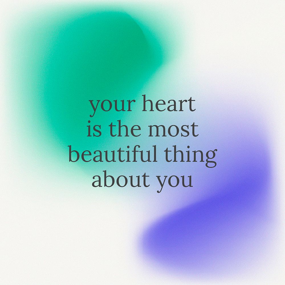 Your heart is the most beautiful thing about you inspirational quote social media template psd