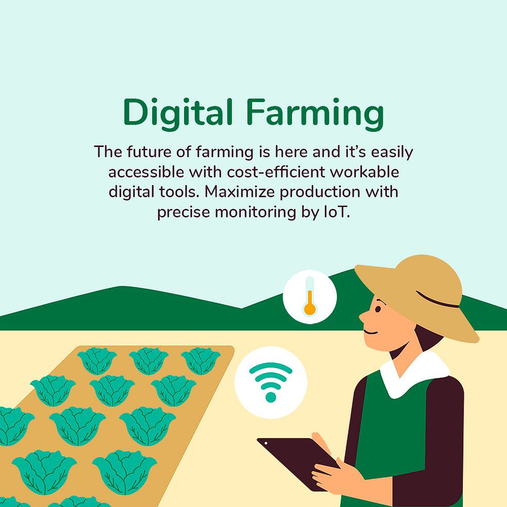 Digital farming editable social media template psd agricultural biotechnology