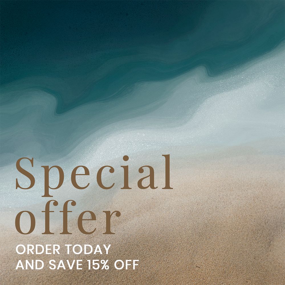 Special offer editable template psd ocean background