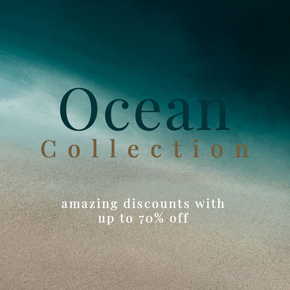 Ocean collection template psd aesthetic blue wave