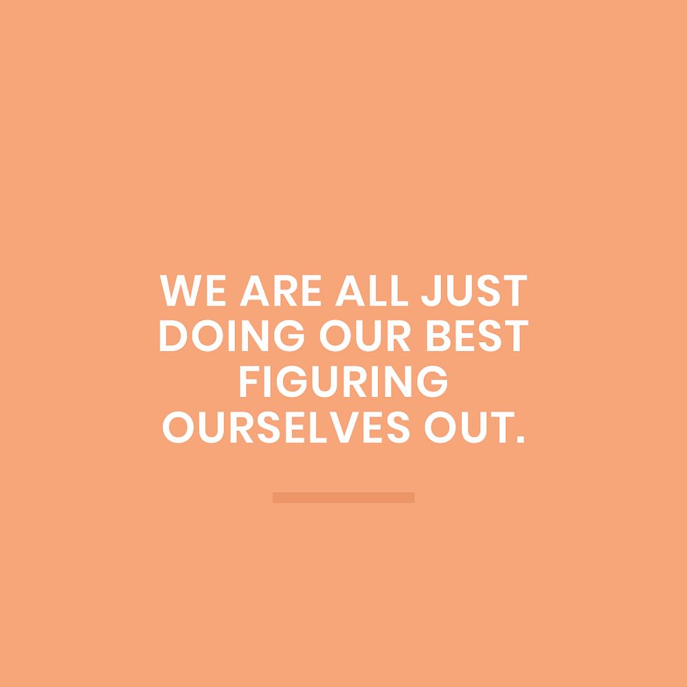 Social media quote template psd in pastel orange with inspirational text