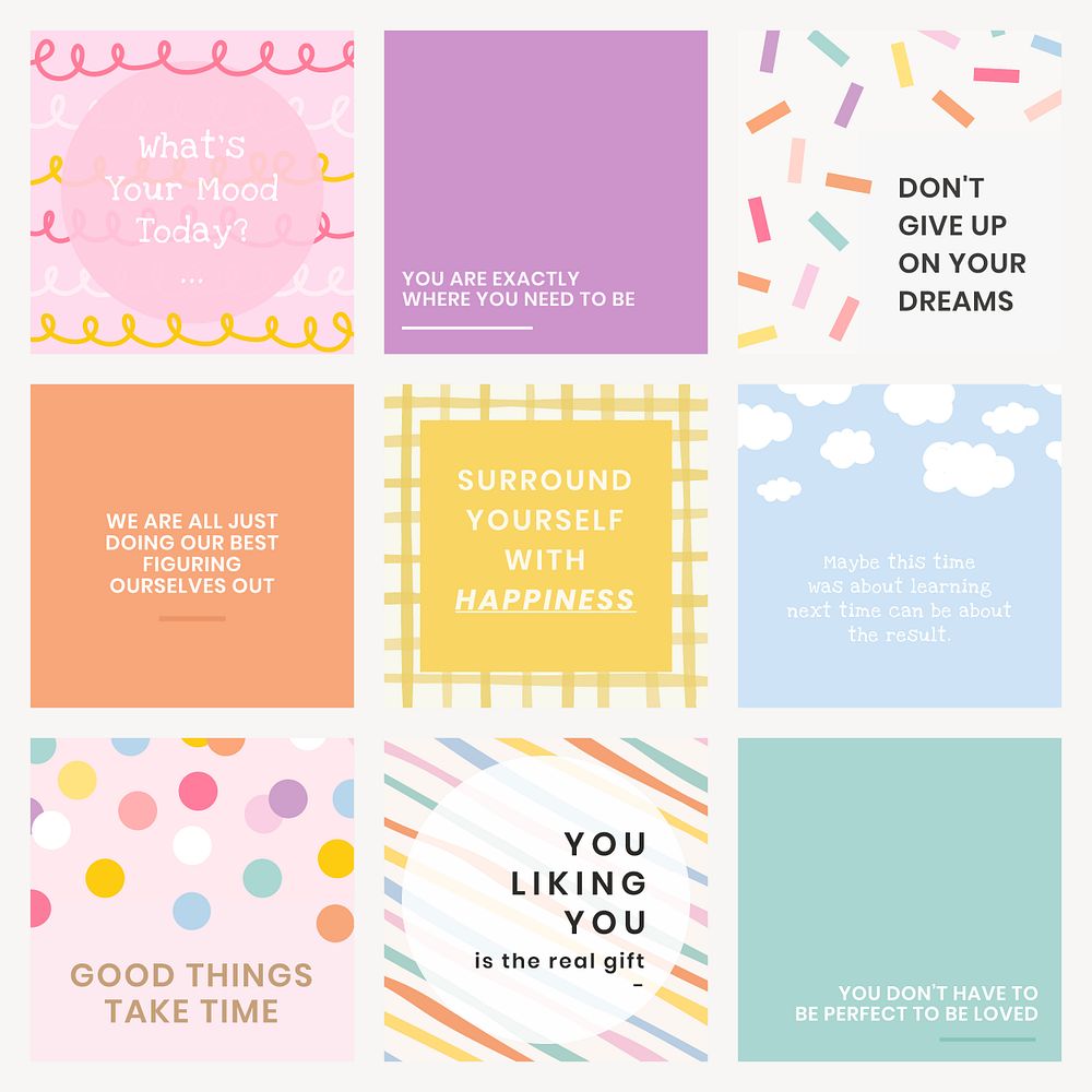 Social media quote templates psd with inspirational text