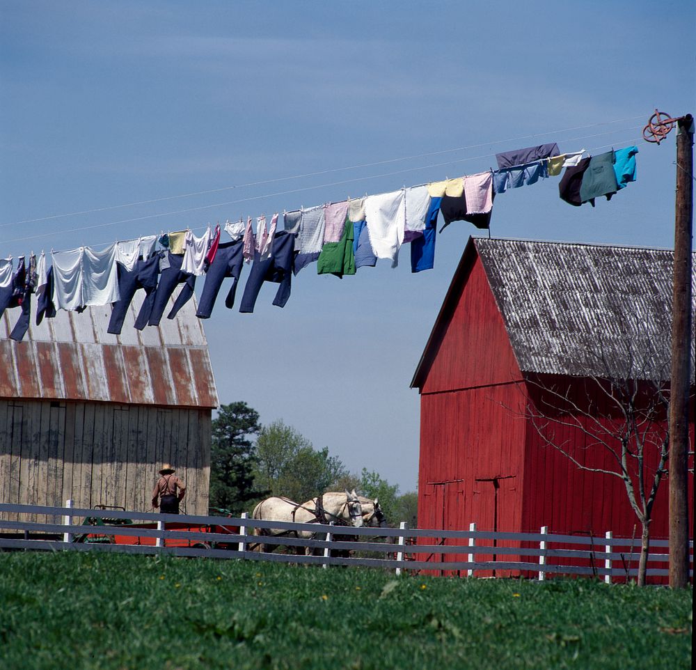 Wash on a clothesline in Lancaster County's "Amish Country."