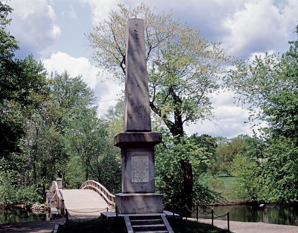 Old North Bridge and the Daniel Chester French monument marking the "Shot Heard 'Round the World," marking the spot where…