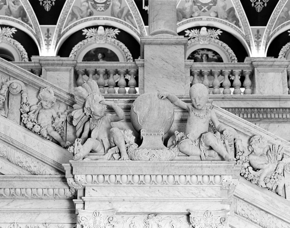  Stairway architectural art in the Great Hall of the Libary of Congress's Thomas Jefferson Building.