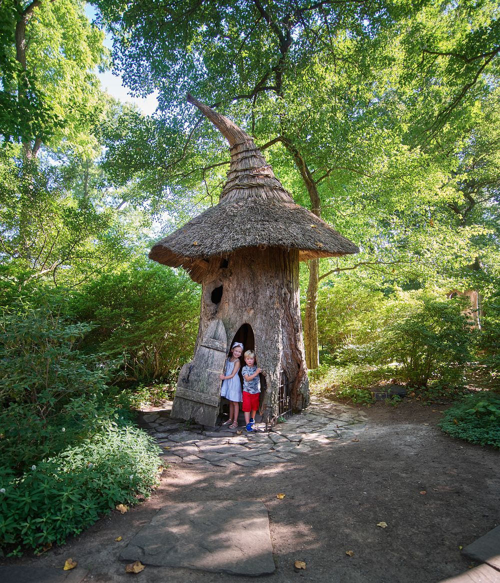 Laurel and Everett Mooney at the “Faerie Cottage” folly at the Winterthur Museum, Garden and Library, an American estate and…