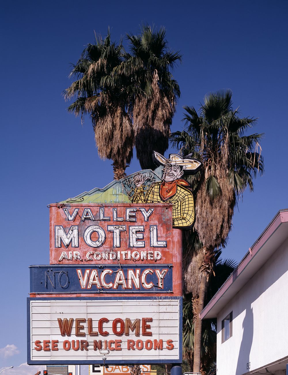 Old Valley Motel Sign on historic Freemont Street in Las Vegas, Nevada