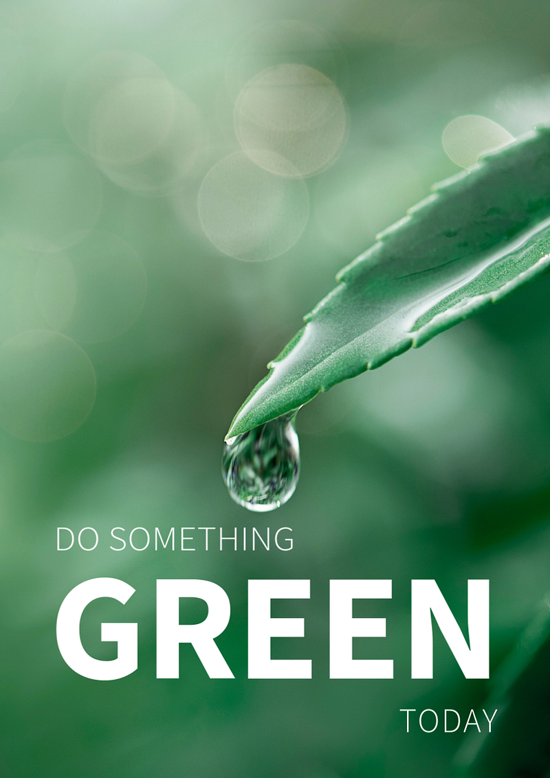 Environment poster editable template  with green leaf