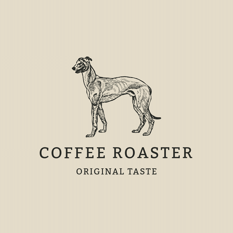 Coffee shop logo template, dog illustration