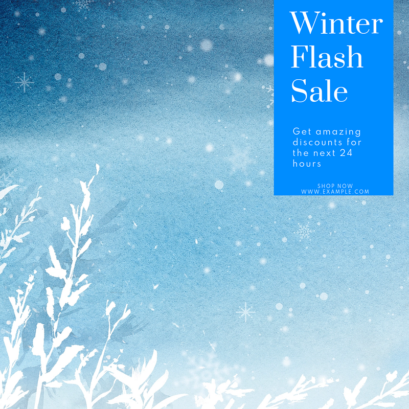 Blue snow winter sale instagram post Template