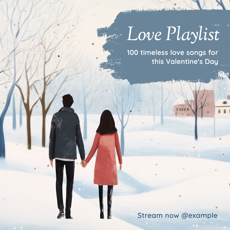 Love playlist Instagram post template, editable text