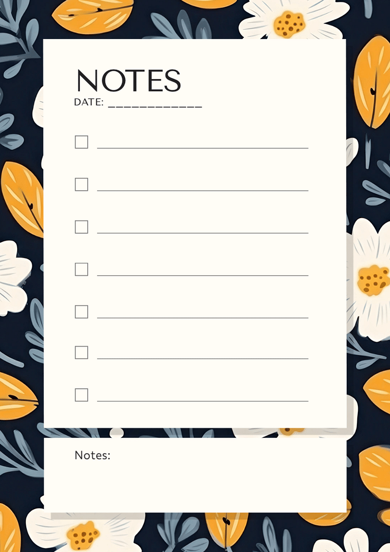 Notes planner template