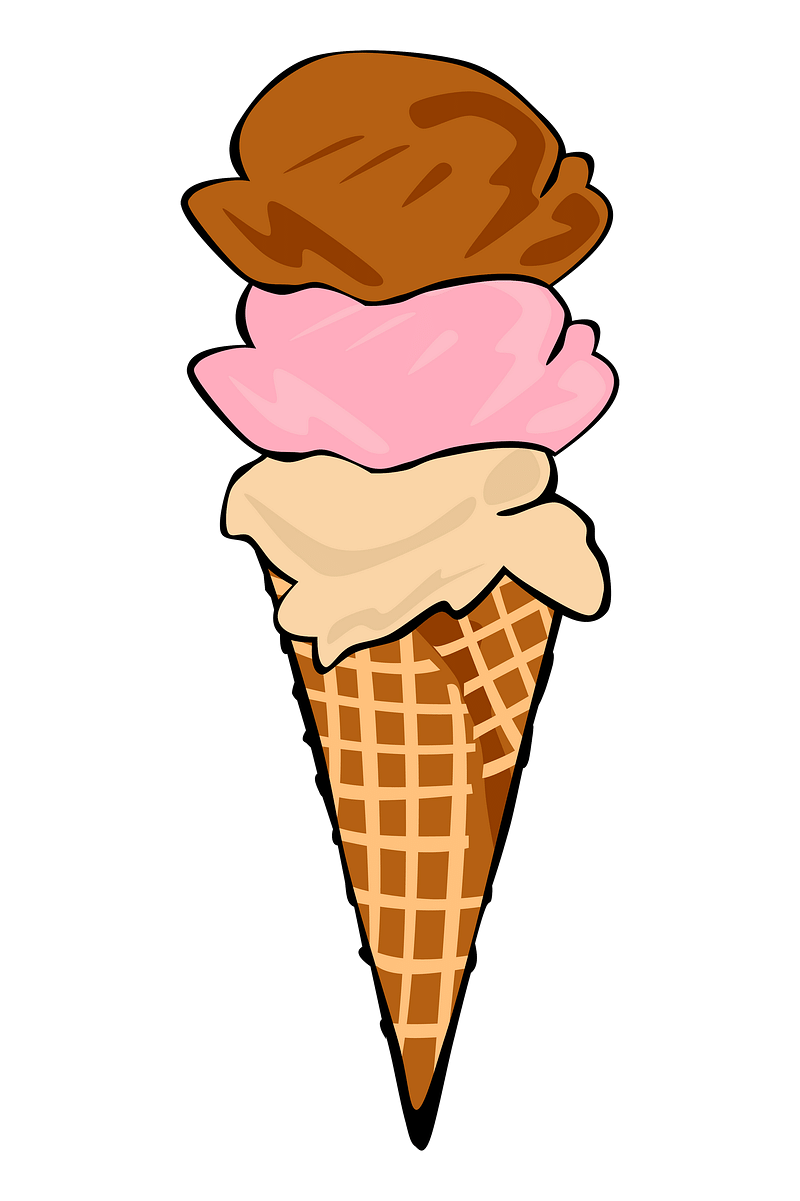 3 scoop ice cream cone clip art