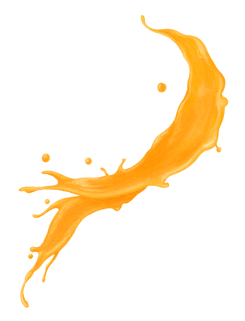 A can of orange paint. Brush. Spilled paint. Vector illustration