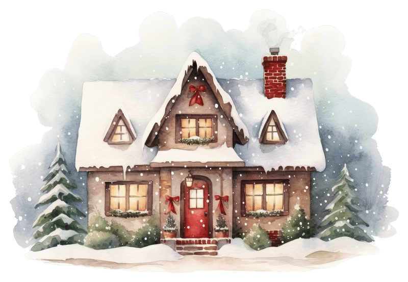 Watercolor Drawing Cute Christmas House Winter Stock Illustration  2359982439 | Shutterstock