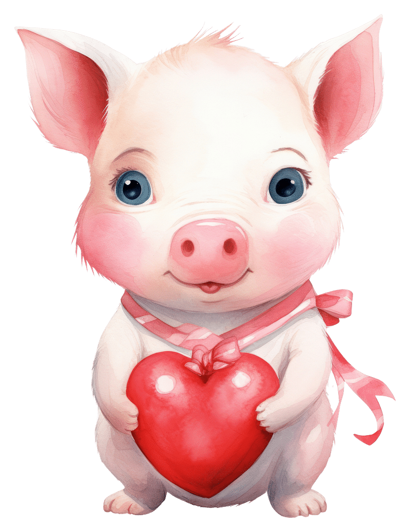 Download Adorable Pig with Hearts - Perfect for Online Games and